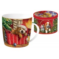 Кружка Спящий щенок в мет.коробке 0,35 л